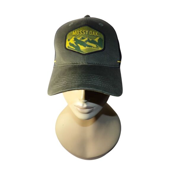 Mossy Oak Mens Hunting‎ Adjustable Mountain Patch Cap Mesh Hat Olive Black NEW - Picture 1 of 5